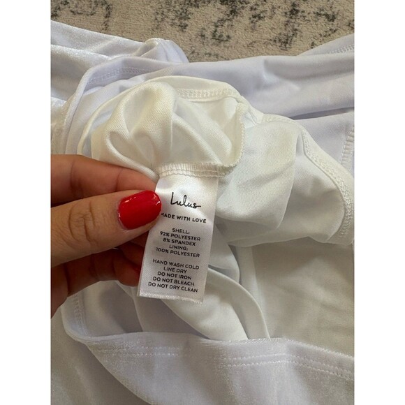 Lulus How Much I Care White Velvet Off-the-Shoulder Midi Dress Size XL Bridal - Picture 7 of 7